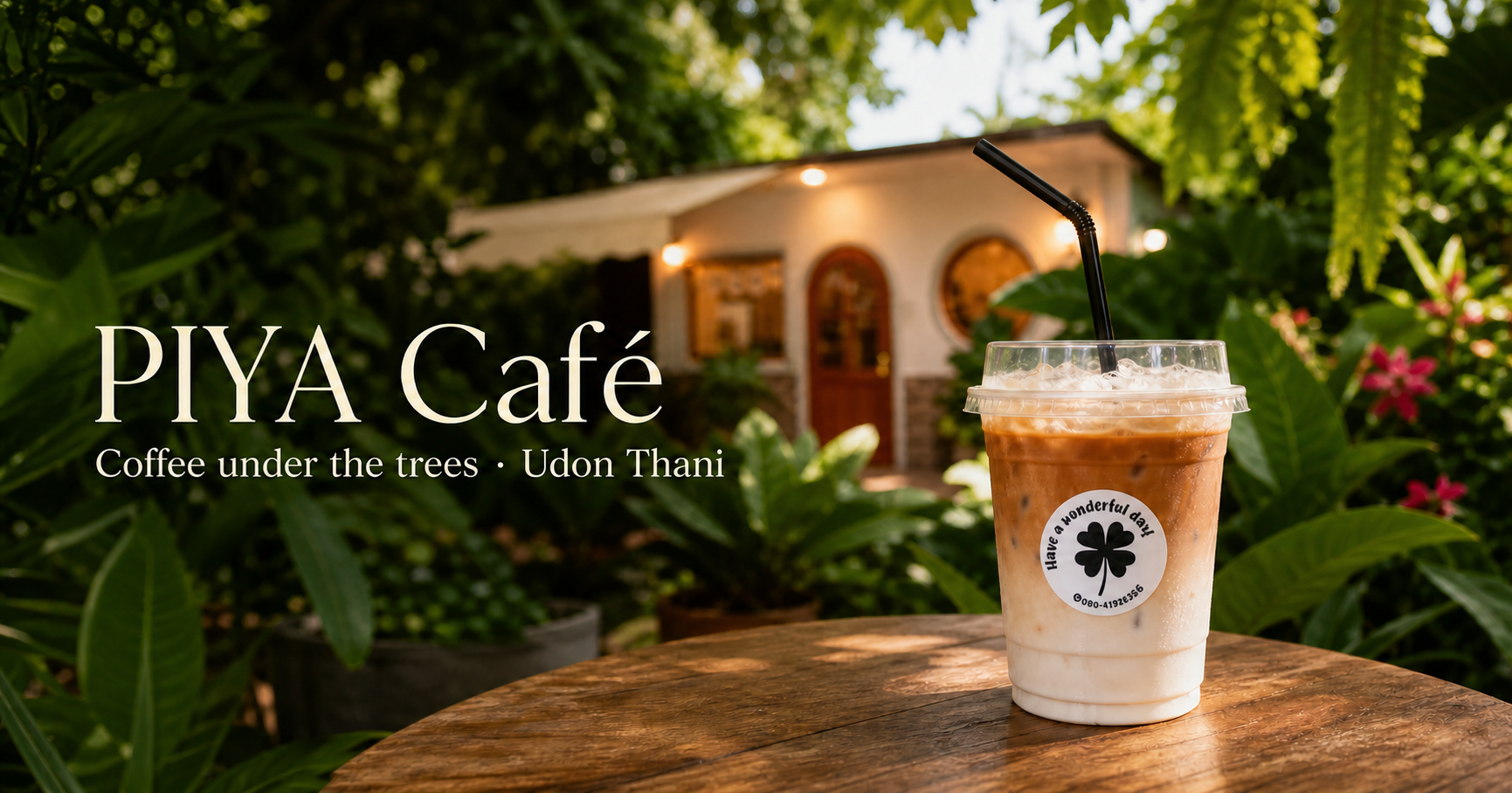 PIYA Café and an iced drink under the trees